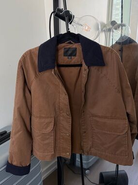 Zara Brown Utility Jacket with Corduroy Collar